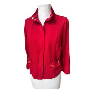 Chico's Women's Red Heavyweight Stretchy Knit Zip-up Jacket sz 1 or US 8 Classic